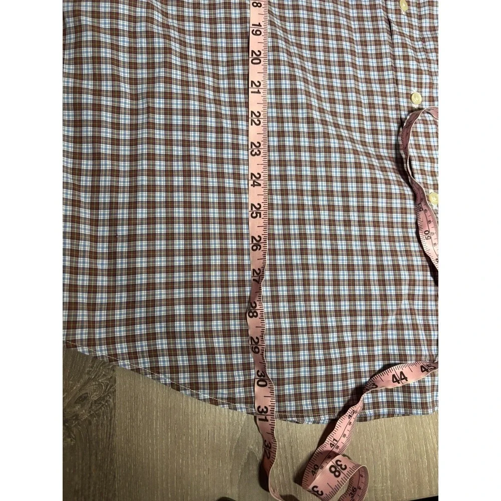 Polo Ralph Lauren Mens XL Classic Fit Plaid Button Down Shirt Brown Blue Cotton